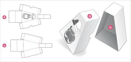 caja triangular y cubierta con plantilla troquelada de ventana de santa claus vector