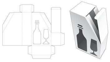 Embalaje con plantilla troquelada de ventana de champán vector