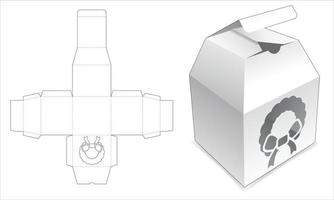 caja superior trapezoidal con plantilla troquelada de ventana de corona navideña vector