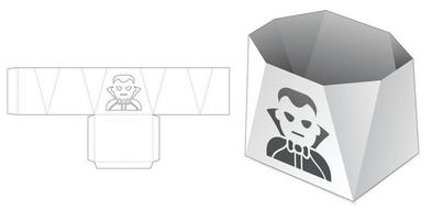 Prism container with Dracula character window die cut template vector