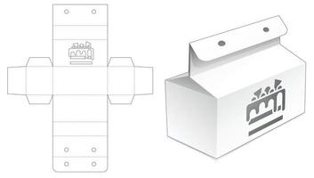 caja de panadería con ventana de pastel y plantilla troquelada de orificio de cuerda vector