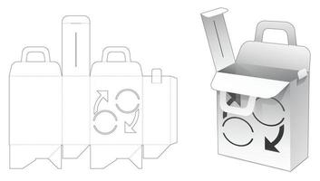 Carrier box with exchange symbol window die cut template vector