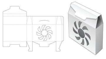 caja abatible con plantilla troquelada de ventana de paleta vector