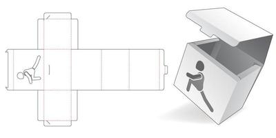 caja plegable plegable con plantilla de troquelado de ventana de icono de hombre de estiramiento vector