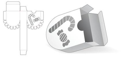 caja de fondo redondo con plantilla troquelada de ventana de caramelo vector