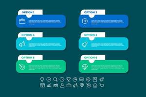 Diseño de plantilla infográfica de lista y opción.Concepto de infografía empresarial para presentaciones, banner, diseño de flujo de trabajo, diagrama de proceso, diagrama de flujo y cómo funciona vector