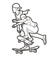 esquema skater acción patineta deporte vector