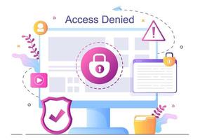 Login Access Denied Vector Illustration. System Refuses Password, Error and Entry to Computer Device Showing user does not have Permission for Website or Mobile Development