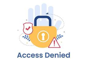 Login Access Denied Vector Illustration. System Refuses Password, Error and Entry to Computer Device Showing user does not have Permission for Website or Mobile Development