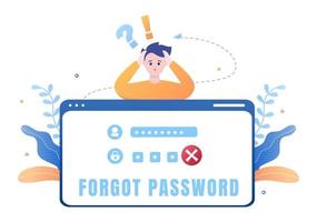 Forgot Password and Account Login for Web page, Protection, Security, Key, Access System in Smartphone or Computer Flat Vector Illustration