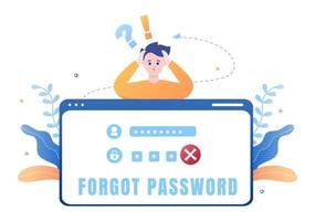 Forgot Password and Account Login for Web page, Protection, Security, Key, Access System in Smartphone or Computer Flat Vector Illustration