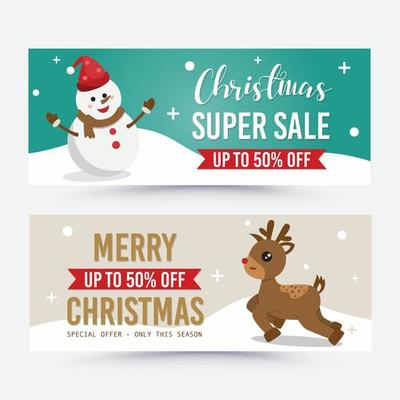 Christmas sale banner. Vector illustration. Flat design.