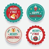 Flat design christmas stickers. Vector illutration.