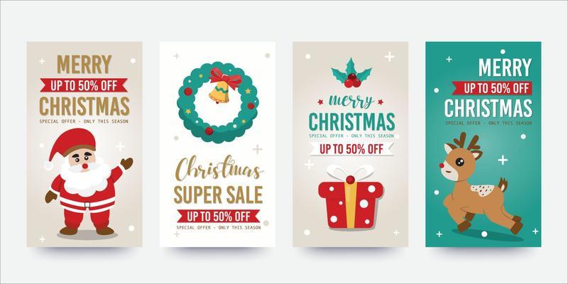 Christmas template for social media stories. Vector illustration.