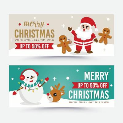 Christmas sale banner. Vector illustration. Flat design.