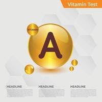 Conjunto de colección de gota de icono de vitamina A, colecalciferol. gota de oro gota del complejo vitamínico. médico para la ilustración de vector de salud