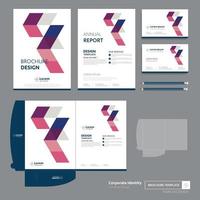 Plantilla de carpeta de diseño de negocios corporativos para empresa de tecnología digital. elemento de papelería, gente de la comunidad amigos presentación de negocios, promoción de trabajo, azul, rojo, vector