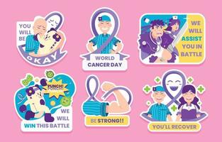 World Cancer Day Sticker Collection vector