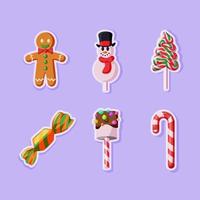 Christmas Food Sticker Set Concept vector