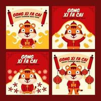 Cute Tiger Characters in Chinese New Year Cards vector