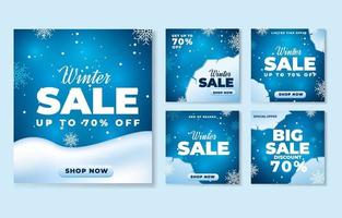 Winter Sale Social Media Post Set Template Design vector