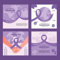 publicación en las redes sociales del día mundial contra el cáncer vector