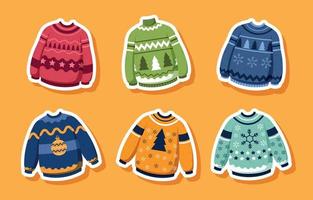 Ugly Christmas Sweater Sticker vector