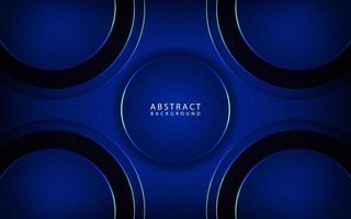 Abstract 3D geometric background overlap layer on dark space with blue metal circle cut effect decoration. Modern template element future style for flyer, banner, cover, brochure, or landing page vector
