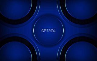 Abstract 3D geometric background overlap layer on dark space with blue metal circle cut effect decoration. Modern template element future style for flyer, banner, cover, brochure, or landing page vector