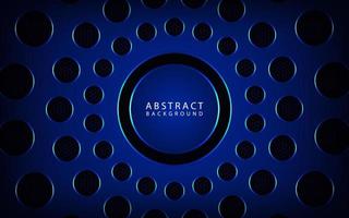 Abstract 3D geometric background overlap layer on dark space with blue metal circle cut effect decoration. Modern template element future style for flyer, banner, cover, brochure, or landing page vector