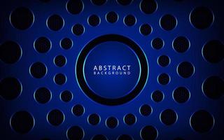 Abstract 3D geometric background overlap layer on dark space with blue metal circle cut effect decoration. Modern template element future style for flyer, banner, cover, brochure, or landing page vector