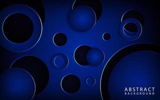 Capa de superposición de fondo geométrico 3d abstracto en espacio oscuro con decoración de efecto de corte de círculo de metal azul. elemento de plantilla moderno estilo futuro para volante, banner, portada, folleto o página de destino vector