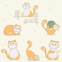 Cats in different positions playing and having fun. Small little pet kittens purring and jumping around. Big set of cat illustrations. vector