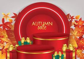 autumn season art product display shelves vector