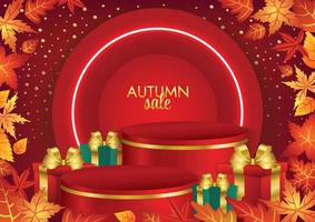 autumn season art product display shelves vector