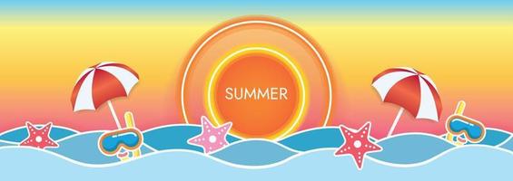 summer sunset art vector beach background