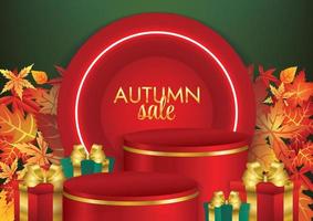 autumn season product display shelves art vector