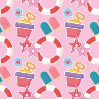 summer object seamless pattern design vector