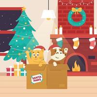 santa paws adoptando ilustración vector