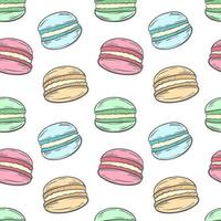 Macaroons on white background seamless pattern vector