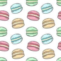 Macaroons on white background seamless pattern vector