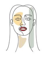 Girl face in minimal style line art vector