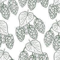 Twigs with hops and leaves seamless pattern vector