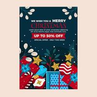 cartel de venta de navidad con concepto de adornos navideños vector