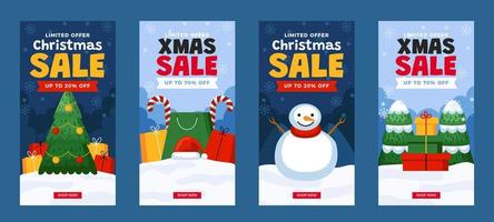 Set of Christmas Sale Social Media Story Posts vector