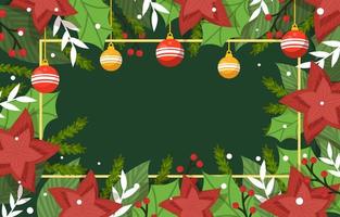 Flat Christmas Floral Wreath Background vector