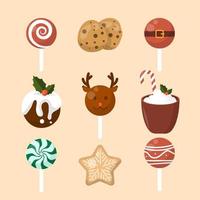 colección de iconos de comida navideña vector