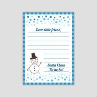 Reply letter from Santa Claus to child. Christmas mail blank isolated. Vector cartoon template illustration