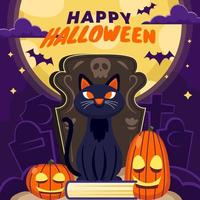 the cat king orders the minions' pumpkins to scare on Halloween vector