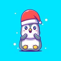 Illustration of a Cute Penguin sitting with christmas hat .Merry christmas vector